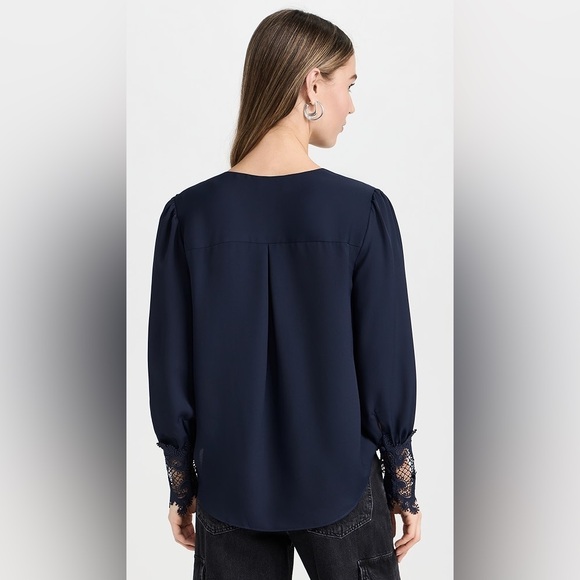 L’Agence / Ava Lace Cuff Blouse  in midnight blue L - Picture 4 of 8